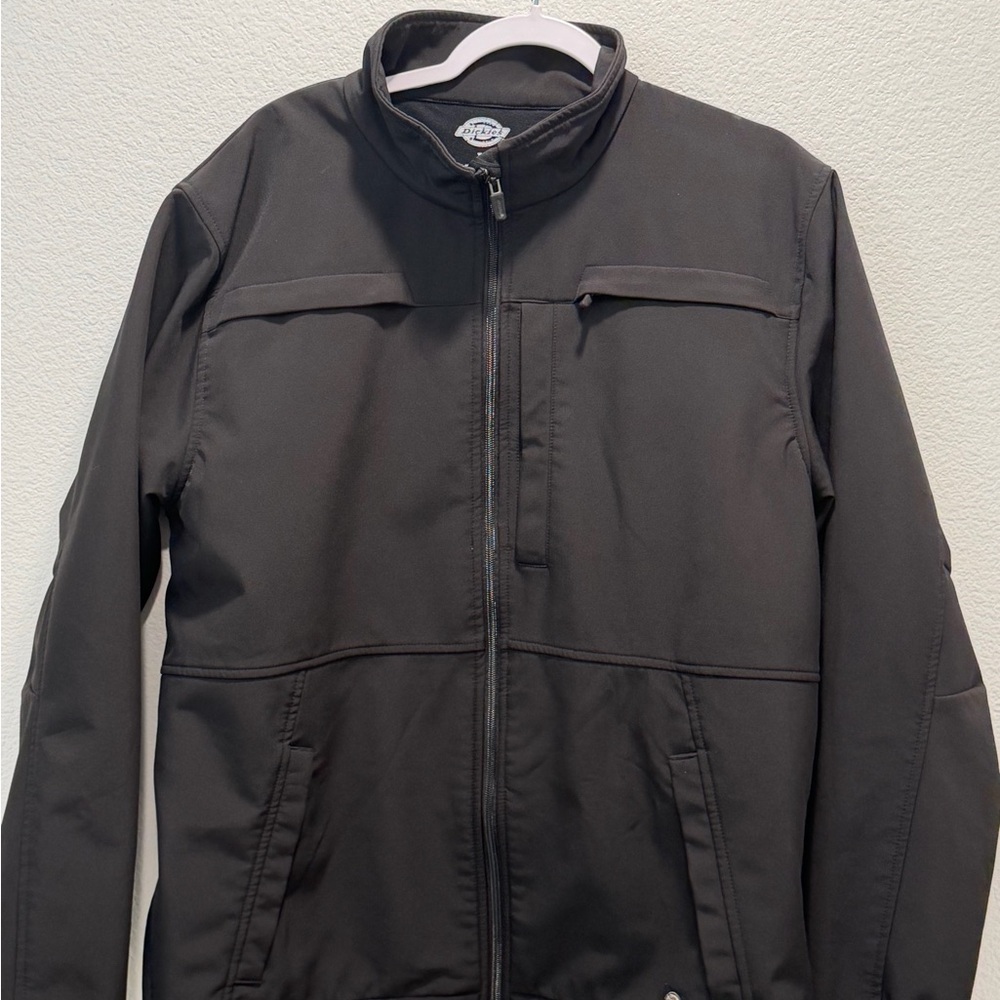 Dickies Men's Soft Shell Black Work Jacket Full Zip- Up Size L Large